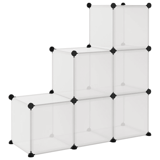vidaXL Organizador de arrumação com 6 cubos PP transparente