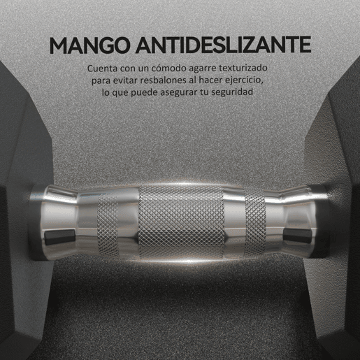HOMCOM Halter Hexagonal, 15 kg, em Ferro Fundido, Revestido a Borracha, Barra de Ligação para Treino em Casa, Ginásio e Escritório, Preto e Prata