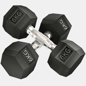 HOMCOM Conjunto de Halteres Hexagonais 2 x 6 kg com Barra de Ligação, Kit de Treino de Fitness para Ginásio em Casa, Preto