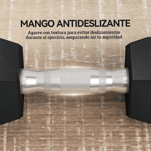 HOMCOM Conjunto de Halteres Hexagonais 2 x 6 kg com Barra de Ligação, Kit de Treino de Fitness para Ginásio em Casa, Preto