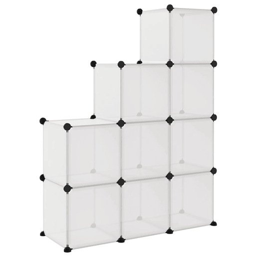 vidaXL Organizador de arrumação com 9 cubos PP transparente vidaXL Organizador de arrumação com 9 cubos PP transparente
