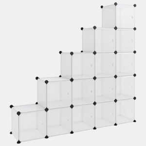 vidaXL Organizador de cubos de armazenamento com 15 cubos e portas em PP transparente