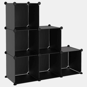 vidaXL Organizador de arrumação com 6 cubos PP preto