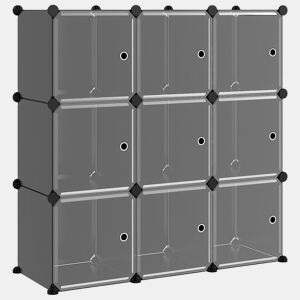 vidaXL Organizador de arrumação com 9 cubos e portas PP preto