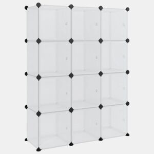 vidaXL Organizador de cubos de armazenamento com 12 cubos e portas em PP transparente