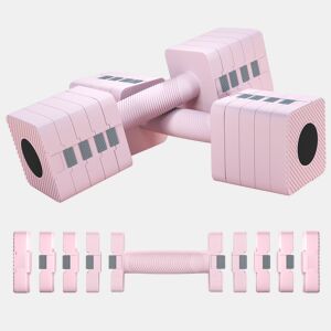 SPORTNOW Halteres Ajustáveis 5 kg Conjunto de Halteres com Pega Antiderrapante e Desenho Quadrado Conjunto de Halteres para Treino em Casa Ginásio Escritório Rosa