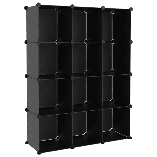 vidaXL Organizador de arrumação com 12 cubos PP preto vidaXL Organizador de arrumação com 12 cubos PP preto