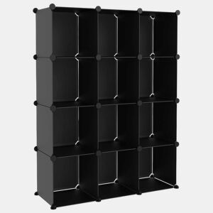 vidaXL Organizador de arrumação com 12 cubos PP preto