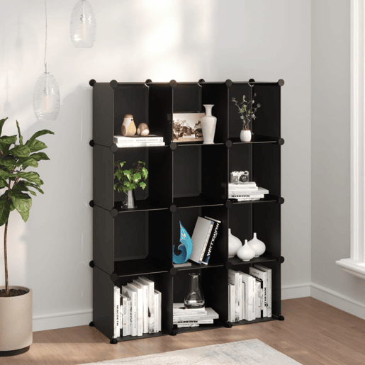 vidaXL Organizador de arrumação com 12 cubos PP preto vidaXL Organizador de arrumação com 12 cubos PP preto