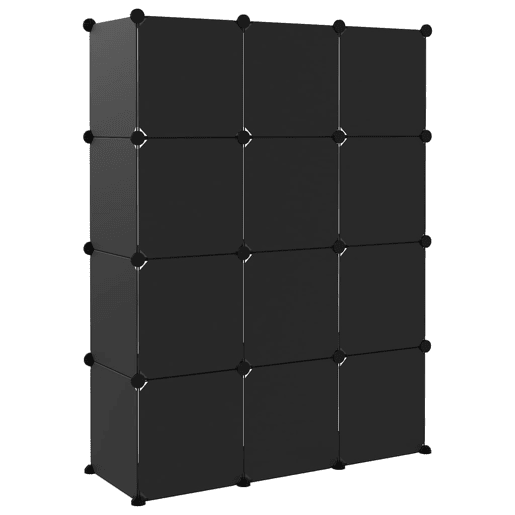 vidaXL Organizador de arrumação com 12 cubos PP preto vidaXL Organizador de arrumação com 12 cubos PP preto