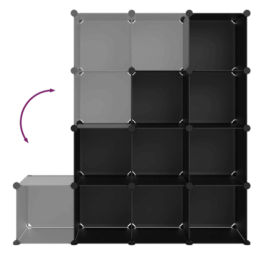 vidaXL Organizador de arrumação com 12 cubos PP preto vidaXL Organizador de arrumação com 12 cubos PP preto