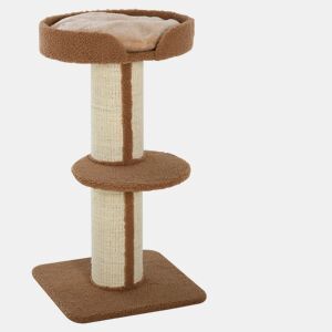 PawHut Arranhador para Gatos Altura 91 cm Arranhador para Gatos de 3 Níveis com Ninho Plataforma e Poste de Sisal 45x45x91 cm Marrom Claro