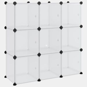 vidaXL Organizador de cubos de armazenamento com 9 cubos e portas em PP transparente