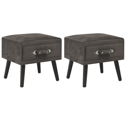 vidaXL Mesas-de-cabeceira 2 pcs 40x35x40 cm veludo cinzento