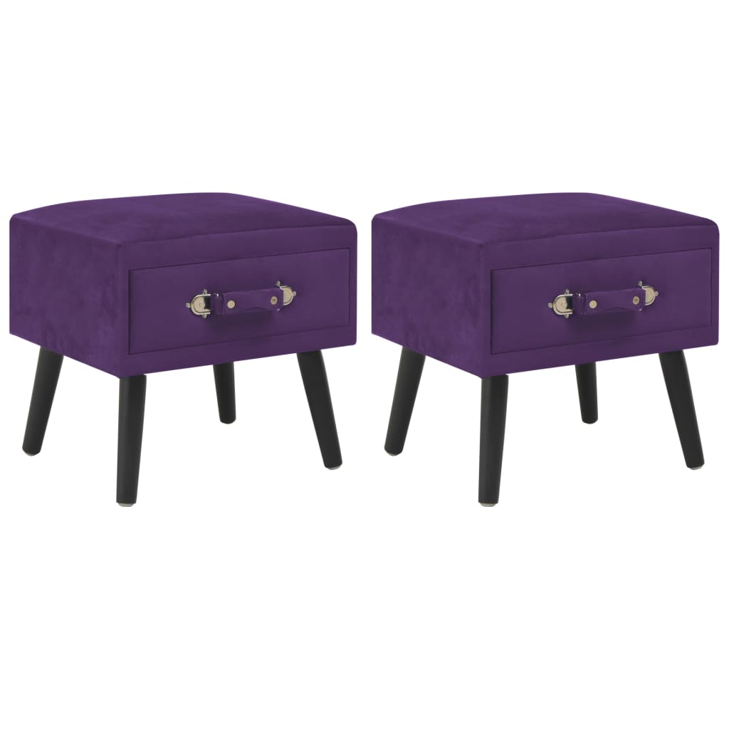 Vidaxl mesitas de noche 2 unidades 40x35x40cm terciopelo morado oscuro