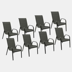 Conjunto de 8 cadeiras MARBELLA - alumínio cinzento antracite