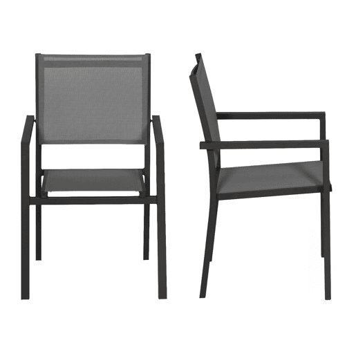 Conjunto de 4 cadeiras de alumínio antracite - textileno cinzento