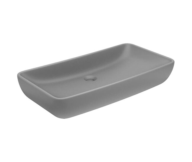 Vidaxl lavabo de lujo de cerámica rectangular gris claro mate 71x38 cm