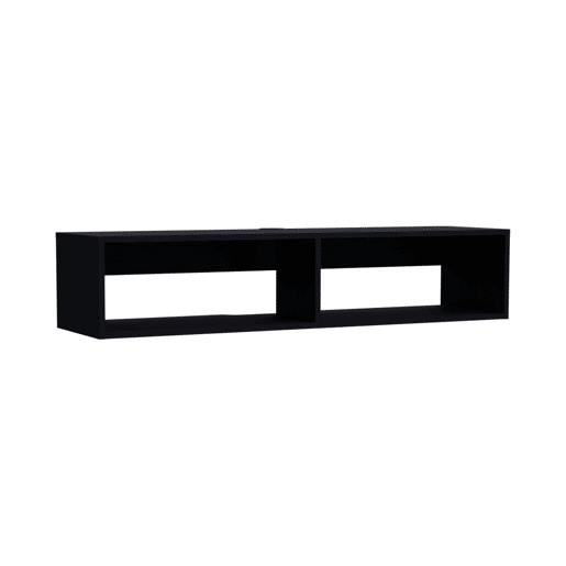 Estante multimédia em melamina Rockwood com duas prateleiras, 25.3 cm X 121.1 cm X 32 cm , Preto