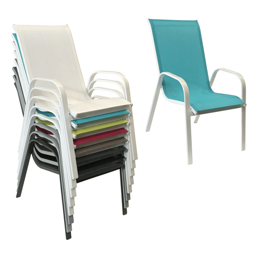 Conjunto de 6 cadeiras MARBELLA em textilene azul - alumínio branco