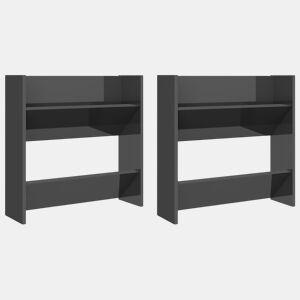 vidaXL Sapateiras de parede 2pcs derivados de madeira cinza brilhante