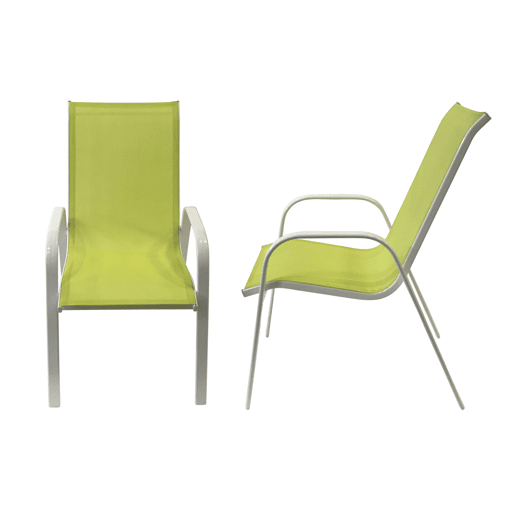 Conjunto de 8 cadeiras MARBELLA em textilene verde - alumínio branco