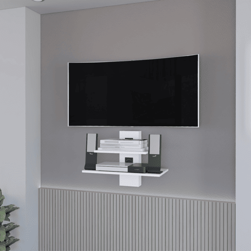 Estanteria Tv Burgos em melamina con dos estantes, Branco 43,7 X 60,1 X 30 cm