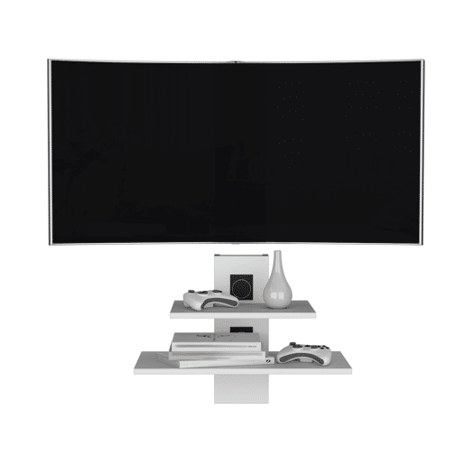 Estanteria Tv Burgos em melamina con dos estantes, Branco 43,7 X 60,1 X 30 cm