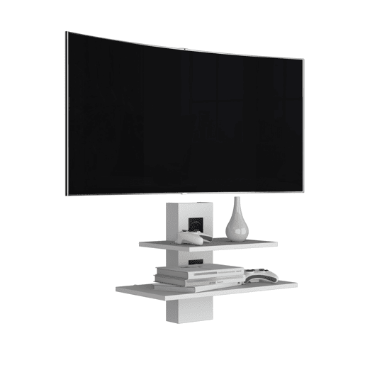 Estanteria Tv Burgos em melamina con dos estantes, Branco 43,7 X 60,1 X 30 cm