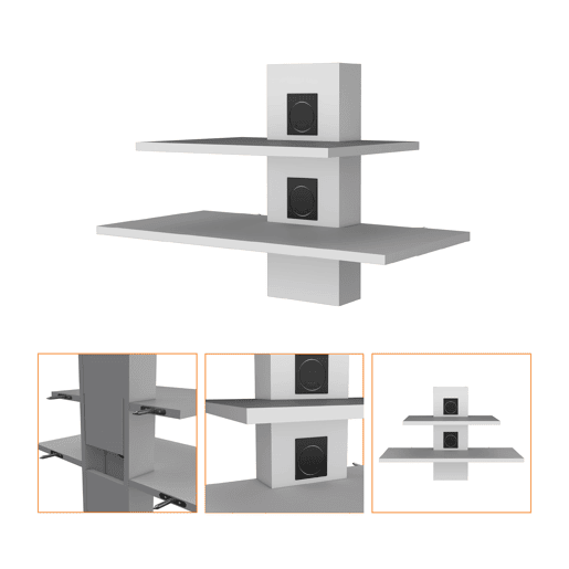 Estanteria Tv Burgos em melamina con dos estantes, Branco 43,7 X 60,1 X 30 cm