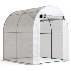 Outsunny Estufa de Jardim 180x180x200 cm Estufa Tipo Túnel Pequena com Porta Enrolável e Janela de Malha para Cultivar Plantas Flores Branco
