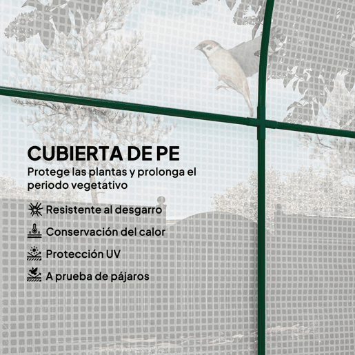 Outsunny Estufa de Jardim 180x180x200 cm Estufa Tipo Túnel Pequena com Porta Enrolável e Janela de Malha para Cultivar Plantas Flores Branco