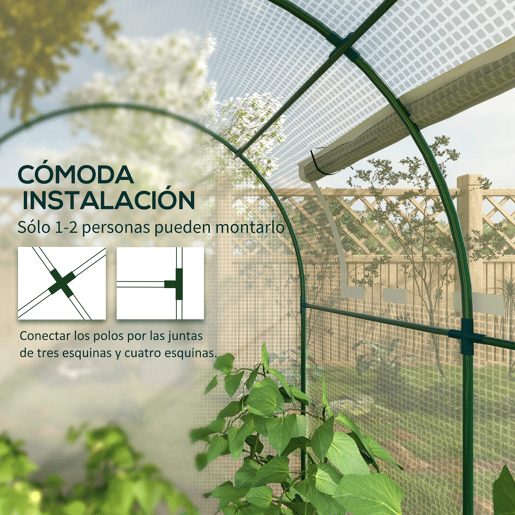 Outsunny Estufa de Jardim 180x180x200 cm Estufa Tipo Túnel Pequena com Porta Enrolável e Janela de Malha para Cultivar Plantas Flores Branco
