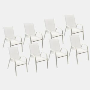 Conjunto de 8 cadeiras MARBELLA textilene branco - alumínio branco