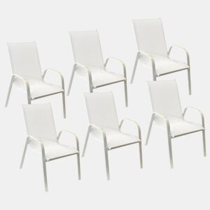 Conjunto de 6 cadeiras MARBELLA em textilene branco - alumínio branco