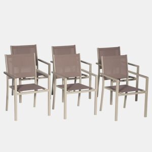 Conjunto de 6 cadeiras de alumínio em tons - textilene taupe