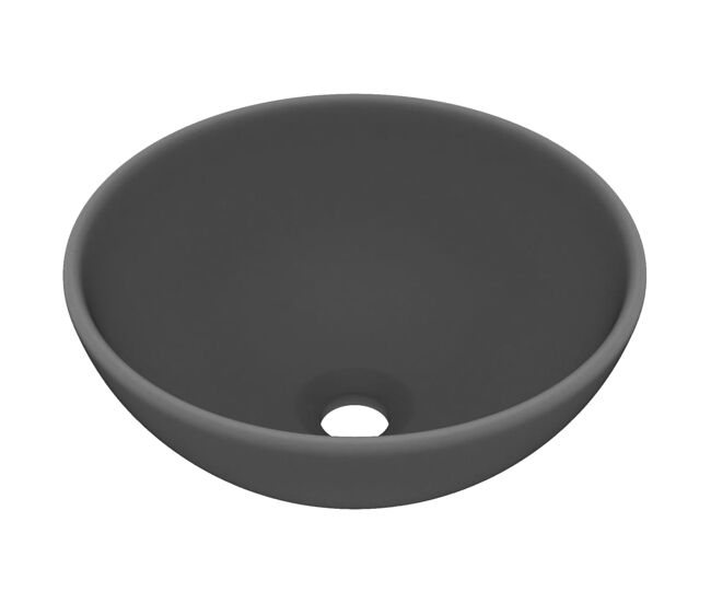 Vidaxl lavabo de lujo redondo cerámica gris oscuro mate 32,5x14 cm