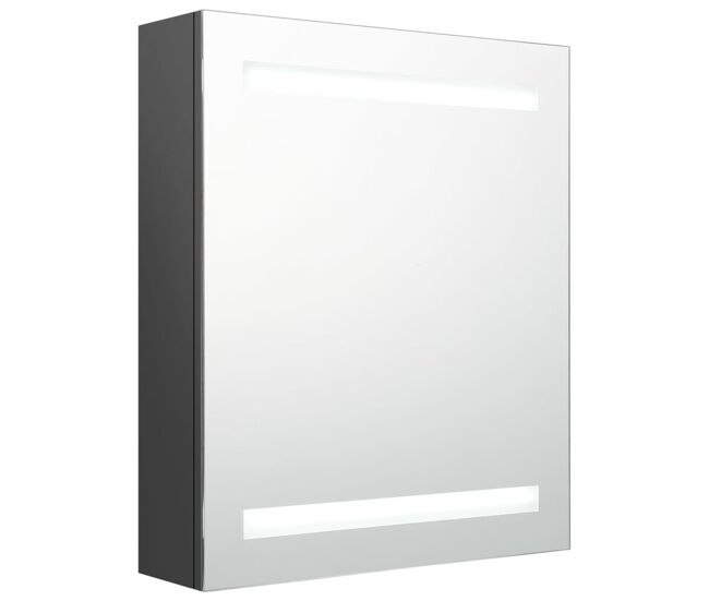 Vidaxl armario de baño con espejo y led gris 50x14x60 cm