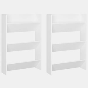 vidaXL Sapateiras de parede 2 pcs 60x18x90 cm contraplacado branco