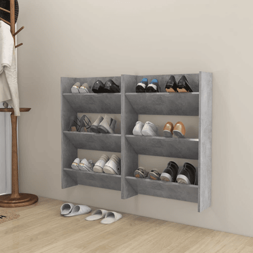 vidaXL Sapateiras de parede 2 pcs 60x18x90 cm contrapl. cinza cimento vidaXL Sapateiras de parede 2 pcs 60x18x90 cm contrapl. cinza cimento