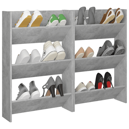 vidaXL Sapateiras de parede 2 pcs 60x18x90 cm contrapl. cinza cimento vidaXL Sapateiras de parede 2 pcs 60x18x90 cm contrapl. cinza cimento