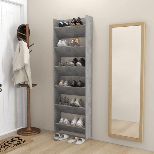 vidaXL Sapateiras de parede 2 pcs 60x18x90 cm contrapl. cinza cimento vidaXL Sapateiras de parede 2 pcs 60x18x90 cm contrapl. cinza cimento