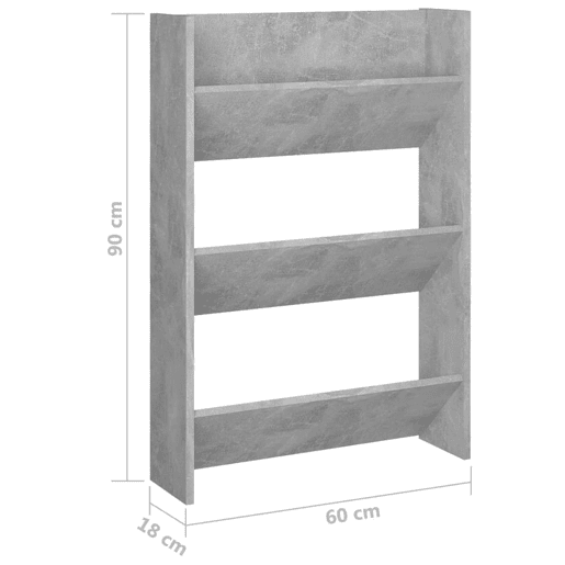 vidaXL Sapateiras de parede 2 pcs 60x18x90 cm contrapl. cinza cimento vidaXL Sapateiras de parede 2 pcs 60x18x90 cm contrapl. cinza cimento