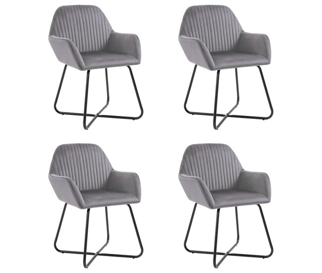 Vidaxl sillas de comedor 4 unidades terciopelo gris