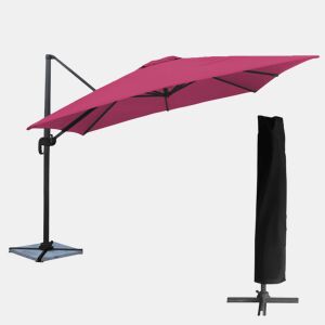 Sombrilla cuadrado MOLOKAI 3x3m fucsia + funda