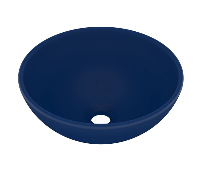 Vidaxl lavabo de lujo redondo cerámica azul oscuro mate 32,5x14 cm