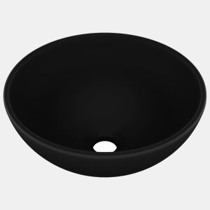 vidaXL Lavatório WC luxuoso redondo 32,5x14cm cerâmica preto mate