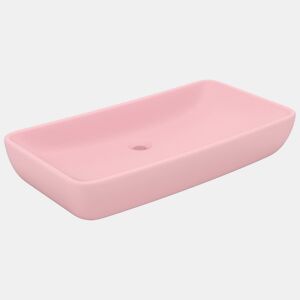 vidaXL Lavatório luxuoso retangular 71x38 cm cerâmica rosa mate