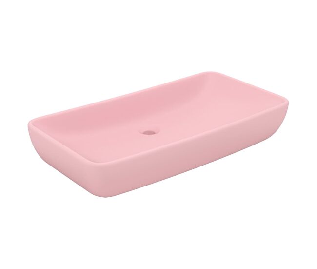 Vidaxl lavabo de lujo rectangular de cerámica rosa mate 71x38 cm