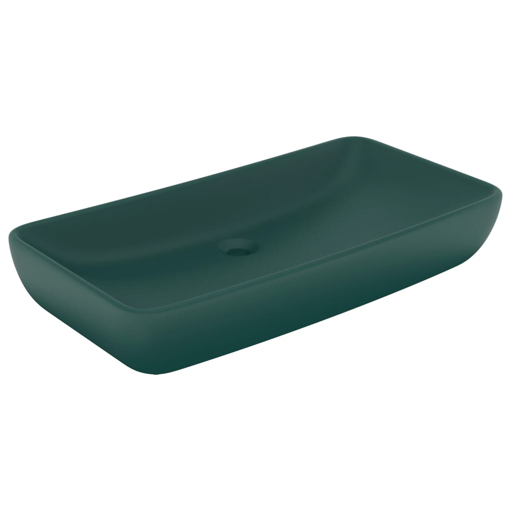 Lavabo rectangular de lujo cerámica Verde Oscuro